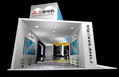 72平米展臺設計制作：四面開口/現代/木質結構/白色，為家電展展商而作（免費使用）