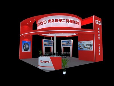 81平米展臺設(shè)計(jì)制作：四面開口/現(xiàn)代/木質(zhì)結(jié)構(gòu)/紅色，為汽配展展商而作（免費(fèi)使用）