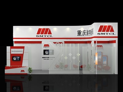 36平米展臺(tái)設(shè)計(jì)制作：二面開口/現(xiàn)代/木質(zhì)結(jié)構(gòu)/紅色，為汽配展展商而作（免費(fèi)使用）