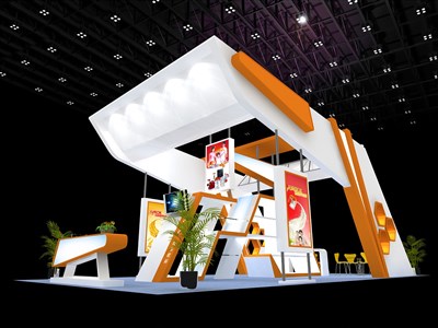 72平米展臺設計制作：四面開口/現代/木質結構/白色，為家電展展商而作（免費使用）