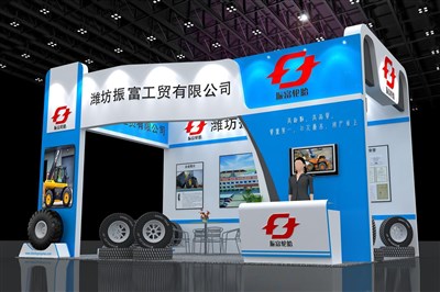 35平米展臺設(shè)計制作：三面開口/現(xiàn)代/木質(zhì)結(jié)構(gòu)/藍色，為汽配展展商而作（免費使用）