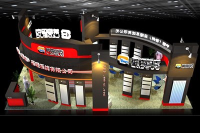 72平米展臺設(shè)計制作：四面開口/現(xiàn)代/木質(zhì)結(jié)構(gòu)/黑色，為家電展展商而作（免費使用）