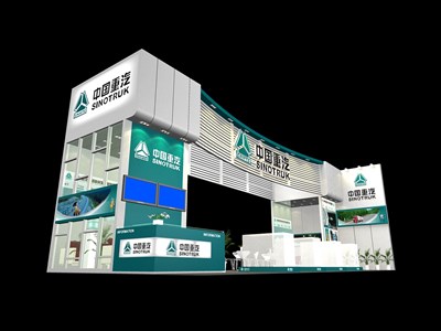 96平米展臺(tái)設(shè)計(jì)制作：二面開口/現(xiàn)代/木質(zhì)結(jié)構(gòu)/綠色，為機(jī)械展展商而作（免費(fèi)使用）