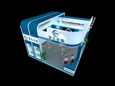 36平米展臺設(shè)計制作：三面開口/現(xiàn)代/木質(zhì)結(jié)構(gòu)/藍色，為汽配展展商而作（免費使用）