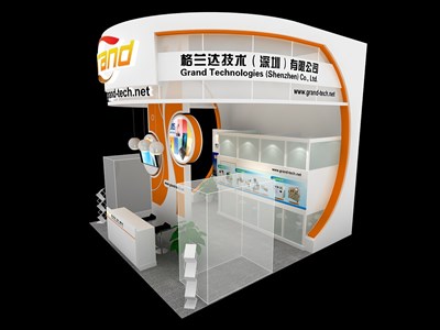 36平米展臺(tái)設(shè)計(jì)制作：三面開(kāi)口/現(xiàn)代/木質(zhì)結(jié)構(gòu)/白色，為機(jī)械展展商而作（免費(fèi)使用）