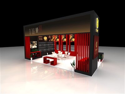 54平米展臺(tái)設(shè)計(jì)制作：三面開(kāi)口/現(xiàn)代/木質(zhì)結(jié)構(gòu)/彩色，為茶博會(huì)展商而作（免費(fèi)使用）