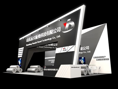 90平米展臺設計制作：三面開口/現(xiàn)代/木質結構/黑色，為汽配展展商而作（免費使用）