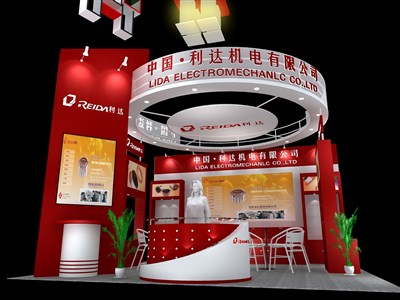 36平米展臺(tái)設(shè)計(jì)制作：三面開口/現(xiàn)代/木質(zhì)結(jié)構(gòu)/紅色，為汽配展展商而作（免費(fèi)使用）