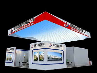 180平米展臺設(shè)計制作：二面開口/現(xiàn)代/型材結(jié)構(gòu)/白色，為汽配展展商而作（免費(fèi)使用）