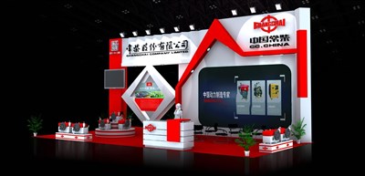 72平米展臺設(shè)計制作：三面開口/前衛(wèi)/木質(zhì)結(jié)構(gòu)/紅色，為汽配展展商而作（免費使用）