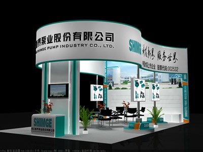 54平米展臺設計制作：三面開口/前衛(wèi)/木質(zhì)結(jié)構(gòu)/綠色，為汽配展展商而作（免費使用）