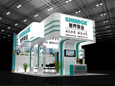 54平米展臺設計制作：三面開口/現(xiàn)代/木質(zhì)結(jié)構(gòu)/綠色，為汽配展展商而作（免費使用）