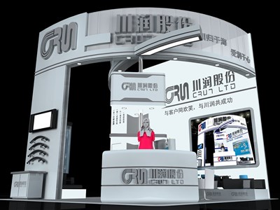 36平米展臺(tái)設(shè)計(jì)制作：三面開口/現(xiàn)代/木質(zhì)結(jié)構(gòu)/白色，為汽配展展商而作（免費(fèi)使用）