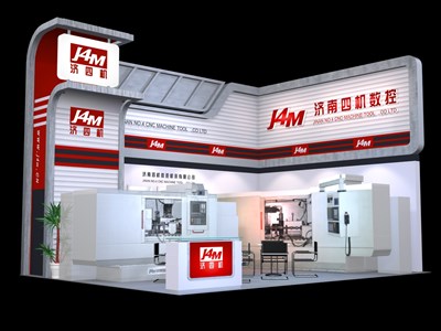 48平米展臺(tái)設(shè)計(jì)制作：二面開口/現(xiàn)代/木質(zhì)結(jié)構(gòu)/紅色，為汽配展展商而作（免費(fèi)使用）