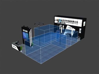 180平米展臺設計制作：三面開口/現(xiàn)代/木質結構/黑色，為汽配展展商而作（免費使用）