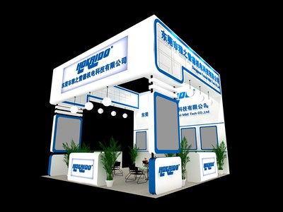 36平米展臺設(shè)計制作：三面開口/現(xiàn)代/木質(zhì)結(jié)構(gòu)/白色，為電子展展商而作（免費使用）