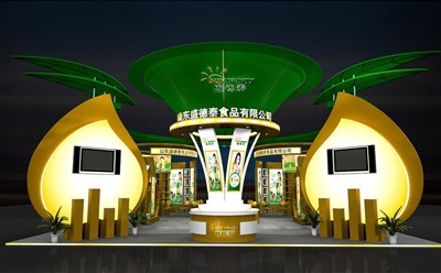144平米展臺(tái)設(shè)計(jì)制作：四面開口/卡通/木質(zhì)結(jié)構(gòu)/彩色，為茶博會(huì)展商而作（免費(fèi)使用）