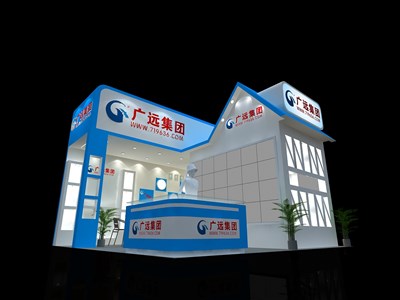 36平米展臺設(shè)計制作：二面開口/前衛(wèi)/木質(zhì)結(jié)構(gòu)/藍色，為電子展展商而作（免費使用）