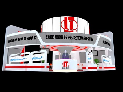 120平米展臺設計制作：三面開口/現代/木質結構/白色，為電子展展商而作（免費使用）