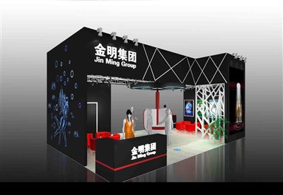 54平米展臺(tái)設(shè)計(jì)制作：二面開口/前衛(wèi)/木質(zhì)結(jié)構(gòu)/黑色，為電子展展商而作（免費(fèi)使用）
