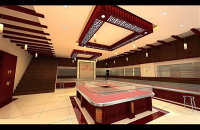 74.7平米展廳設(shè)計(jì)制作：現(xiàn)代/紅色，產(chǎn)品類(lèi)展廳-上海亞一金展廳（免費(fèi)使用）