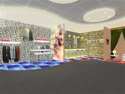 64平米展廳設(shè)計(jì)制作：前衛(wèi)/米色，產(chǎn)品類展廳-廣州優(yōu)偉服裝展廳（免費(fèi)使用）