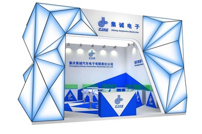 36平米展臺設(shè)計制作：二面開口/前衛(wèi)/木質(zhì)結(jié)構(gòu)/藍色，為電子展展商而作（免費使用）