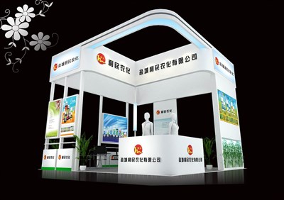 36平米展臺設計制作：四面開口/現(xiàn)代/木質(zhì)結構/白色，為化工展展商而作（免費使用）