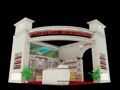 36平米展臺設(shè)計制作：二面開口/現(xiàn)代/型材結(jié)構(gòu)/白色，為糖酒展展商而作（免費使用）