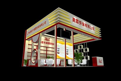 36平米展臺設(shè)計制作：三面開口/現(xiàn)代/木質(zhì)結(jié)構(gòu)/彩色，為綜合展展商而作（免費使用）