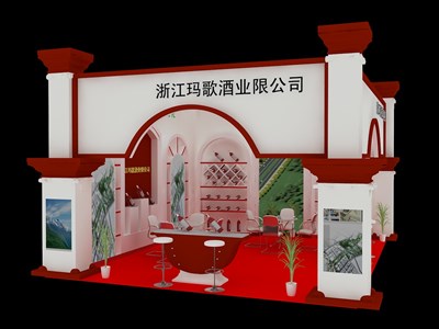 42平米展臺(tái)設(shè)計(jì)制作：二面開口/中式/木質(zhì)結(jié)構(gòu)/彩色，為糖酒展展商而作（免費(fèi)使用）