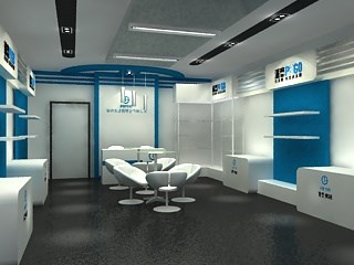 43.2平米展廳設計制作：現(xiàn)代/藍色，產(chǎn)品類展廳-派高產(chǎn)品展廳（免費使用）