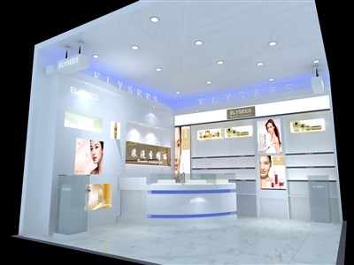 36平米展廳設計制作：現(xiàn)代/白色，產(chǎn)品類展廳-浪漫香榭麗產(chǎn)品展廳（免費使用）