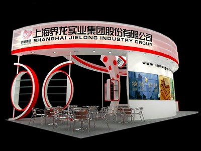 90平米展臺設計制作：三面開口/現(xiàn)代/木質結構/白色，為綜合展展商而作（免費使用）