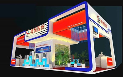 84平米展臺設計制作：四面開口/現(xiàn)代/木質結構/彩色，為綜合展展商而作（免費使用）
