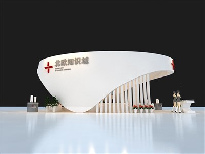 81平米展臺設計制作：二面開口/現(xiàn)代/桁架結(jié)構(gòu)/白色，為房產(chǎn)展展商而作（免費使用）