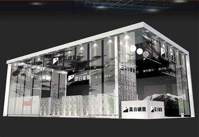 98平米展臺設(shè)計制作：三面開口/現(xiàn)代/型材結(jié)構(gòu)/灰色，為綜合展展商而作（免費(fèi)使用）