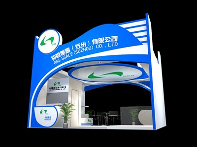 36平米展臺設計制作：二面開口/現(xiàn)代/木質結構/藍色，為綜合展展商而作（免費使用）