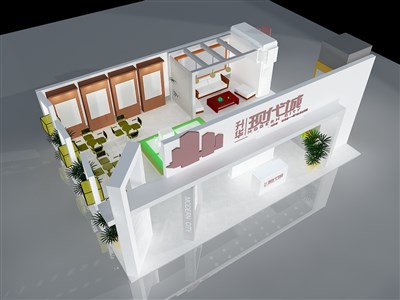 80平米展臺設(shè)計制作：二面開口/現(xiàn)代/木質(zhì)結(jié)構(gòu)/白色，為房產(chǎn)展展商而作（免費使用）