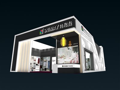 150平米展臺設計制作：三面開口/前衛(wèi)/型材結(jié)構(gòu)/灰色，為家具展展商而作（免費使用）
