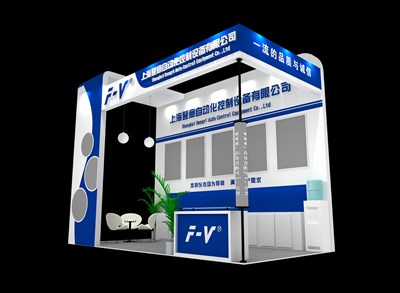 18平米展臺(tái)設(shè)計(jì)制作：二面開口/現(xiàn)代/木質(zhì)結(jié)構(gòu)/藍(lán)色，為綜合展展商而作（免費(fèi)使用）