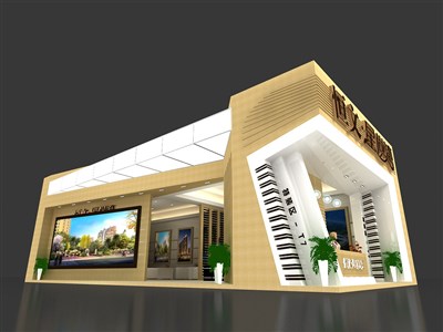 91平米展臺(tái)設(shè)計(jì)制作：二面開口/前衛(wèi)/型材結(jié)構(gòu)/咖啡色，為家具展展商而作（免費(fèi)使用）