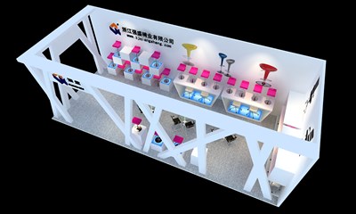 36平米展臺設計制作：二面開口/現(xiàn)代/型材結(jié)構(gòu)/白色，為家具展展商而作（免費使用）