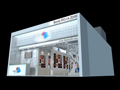 72平米展臺設(shè)計制作：一面開口/現(xiàn)代/型材結(jié)構(gòu)/白色，為家具展展商而作（免費使用）