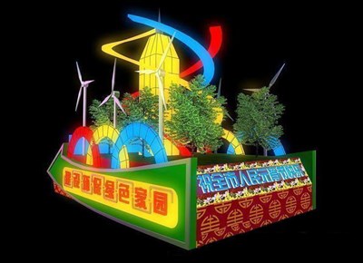 15平米展臺設計制作：四面開口/現(xiàn)代/木質結構/彩色，為舞臺開幕式展商而作（免費使用）