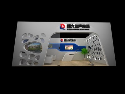 49平米展臺設計制作：一面開口/前衛(wèi)/木質(zhì)結(jié)構(gòu)/白色，為房產(chǎn)展展商而作（免費使用）