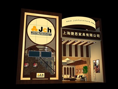 80平米展臺設(shè)計制作：一面開口/歐式/木質(zhì)結(jié)構(gòu)/咖啡色，為家具展展商而作（免費使用）
