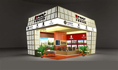 60平米展臺(tái)設(shè)計(jì)制作：二面開(kāi)口/前衛(wèi)/型材結(jié)構(gòu)/米色，為房產(chǎn)展展商而作（免費(fèi)使用）