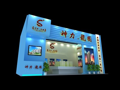 36平米展臺(tái)設(shè)計(jì)制作：一面開口/現(xiàn)代/木質(zhì)結(jié)構(gòu)/藍(lán)色，為家具展展商而作（免費(fèi)使用）