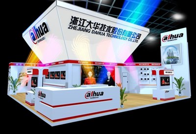 100平米展臺設(shè)計(jì)制作：二面開口/現(xiàn)代/型材結(jié)構(gòu)/白色，為電子展展商而作（免費(fèi)使用）